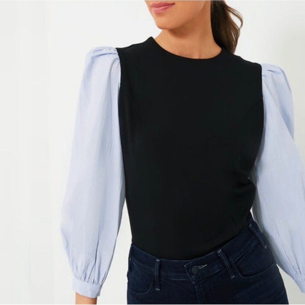 NWT Tuckernuck Mixed Media Blue Garcia Top Size S